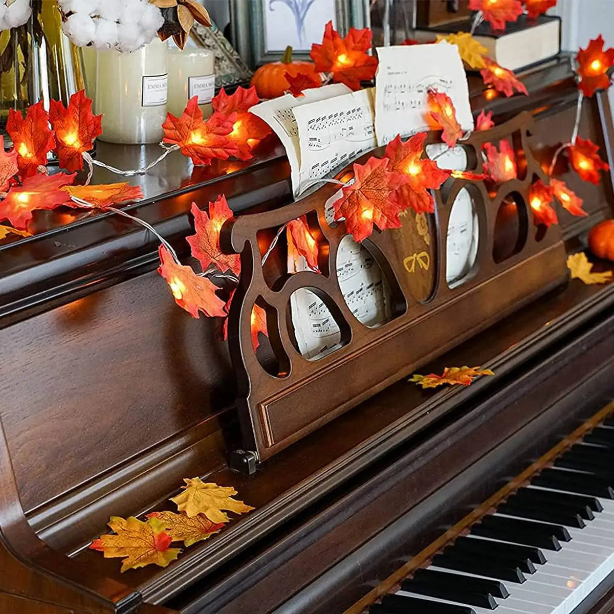 Maple Leaf String Lights – 10/20/30/40 LED | Battery Operated Waterproof Fall Garland for Halloween, Thanksgiving & Autumn Decor