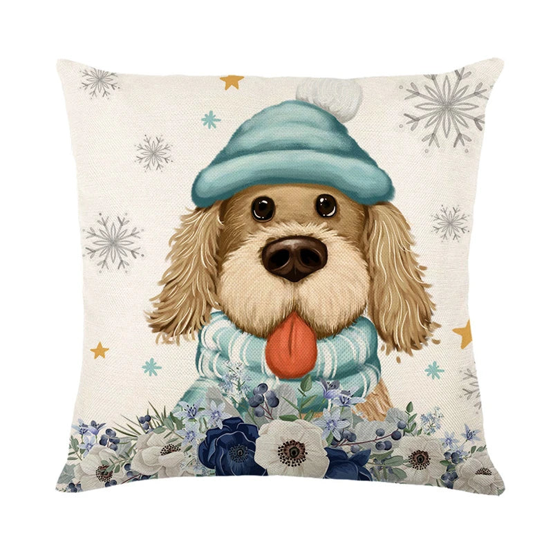 Linen Christmas Snowman Cushion Cover 45x45cm - Homevalley.co.uk