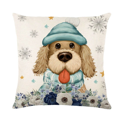 Linen Christmas Snowman Cushion Cover 45x45cm - Homevalley.co.uk