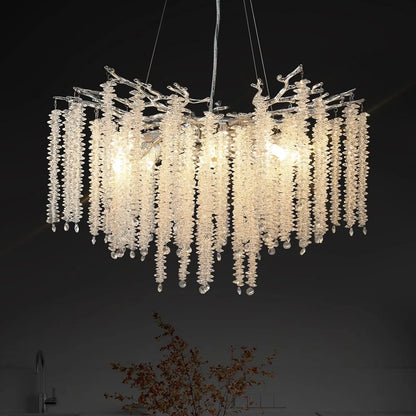 Crystal Chandelier Raindrop Hanging Pendant Lighting Fixture - Homevalley.co.uk
