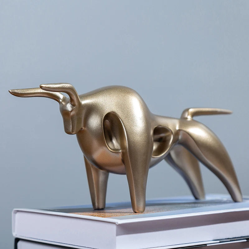 Abstract Resin Bull Sculpture Figurine - Homevalley.co.uk