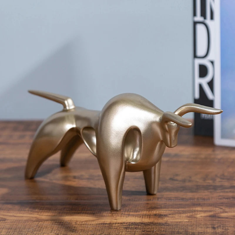 Abstract Resin Bull Sculpture Figurine - Homevalley.co.uk
