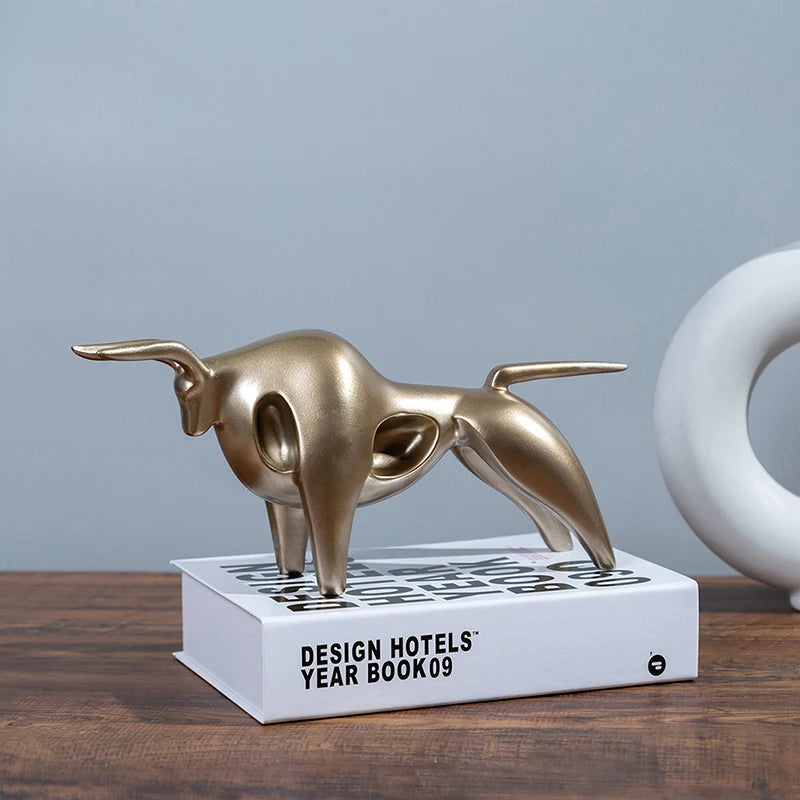 Abstract Resin Bull Sculpture Figurine - Homevalley.co.uk