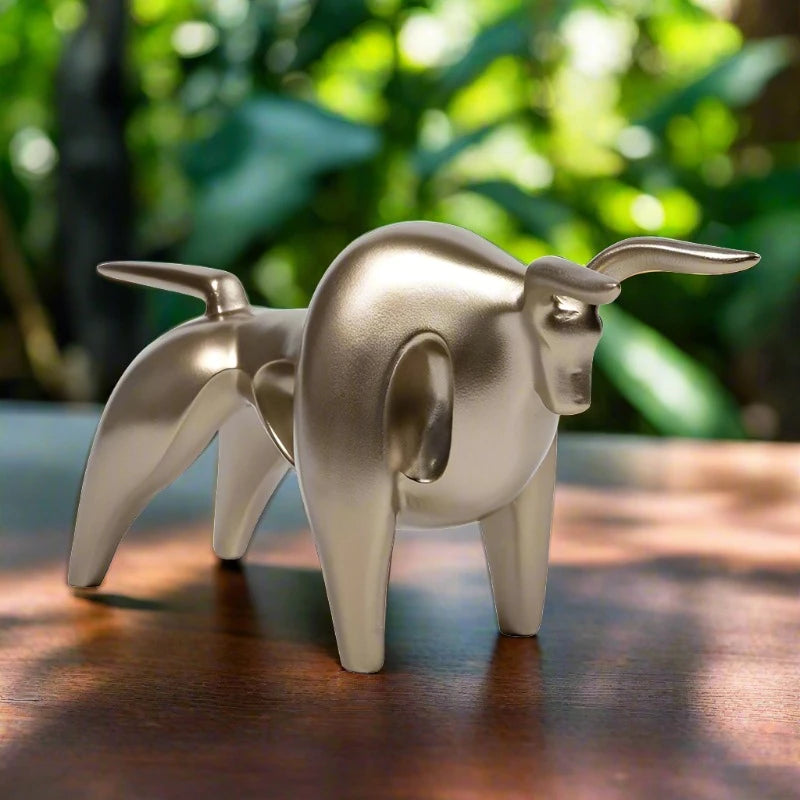 Abstract Resin Bull Sculpture Figurine - Homevalley.co.uk