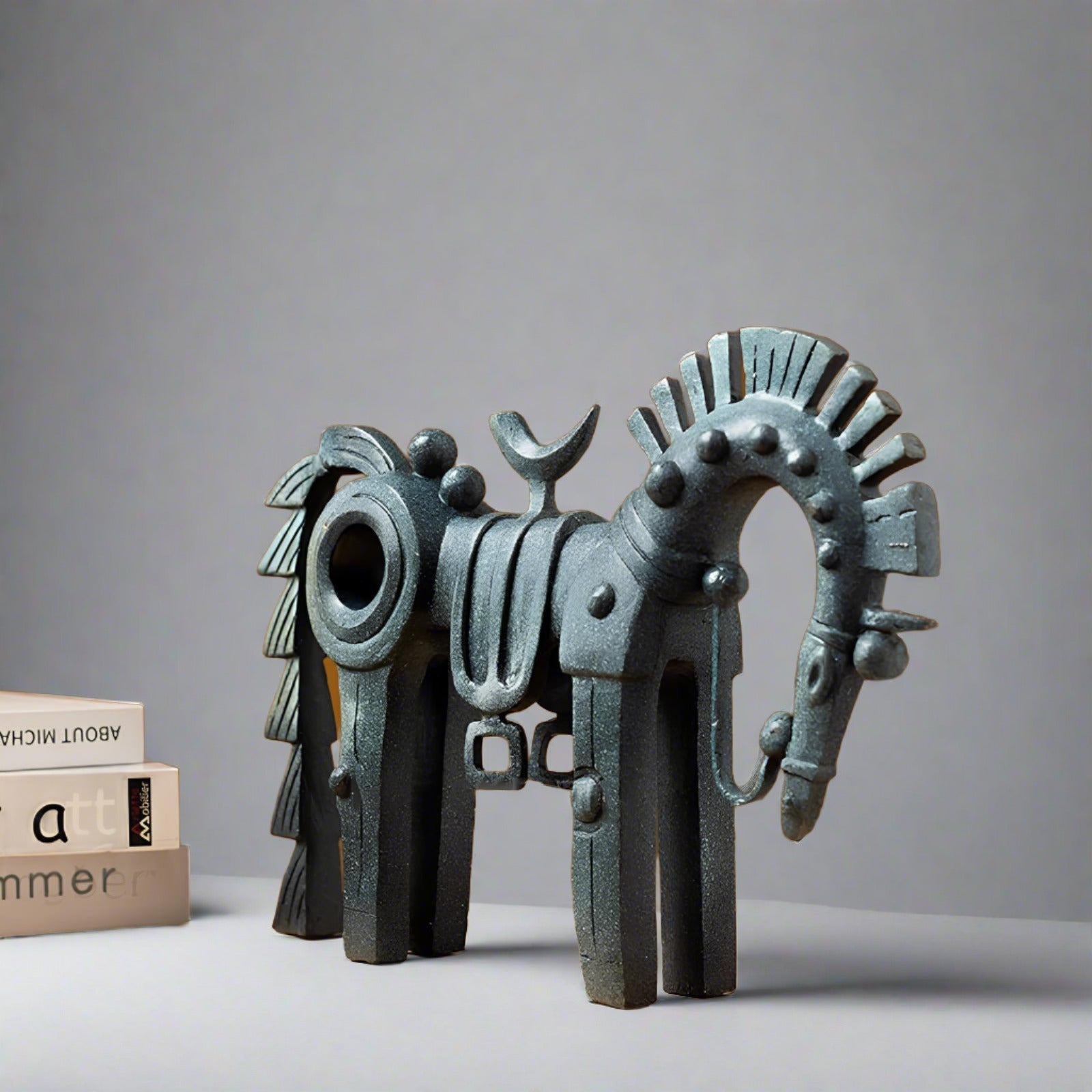 Abstract Trojan Horse Bronze Figurine - Homevalley.co.uk
