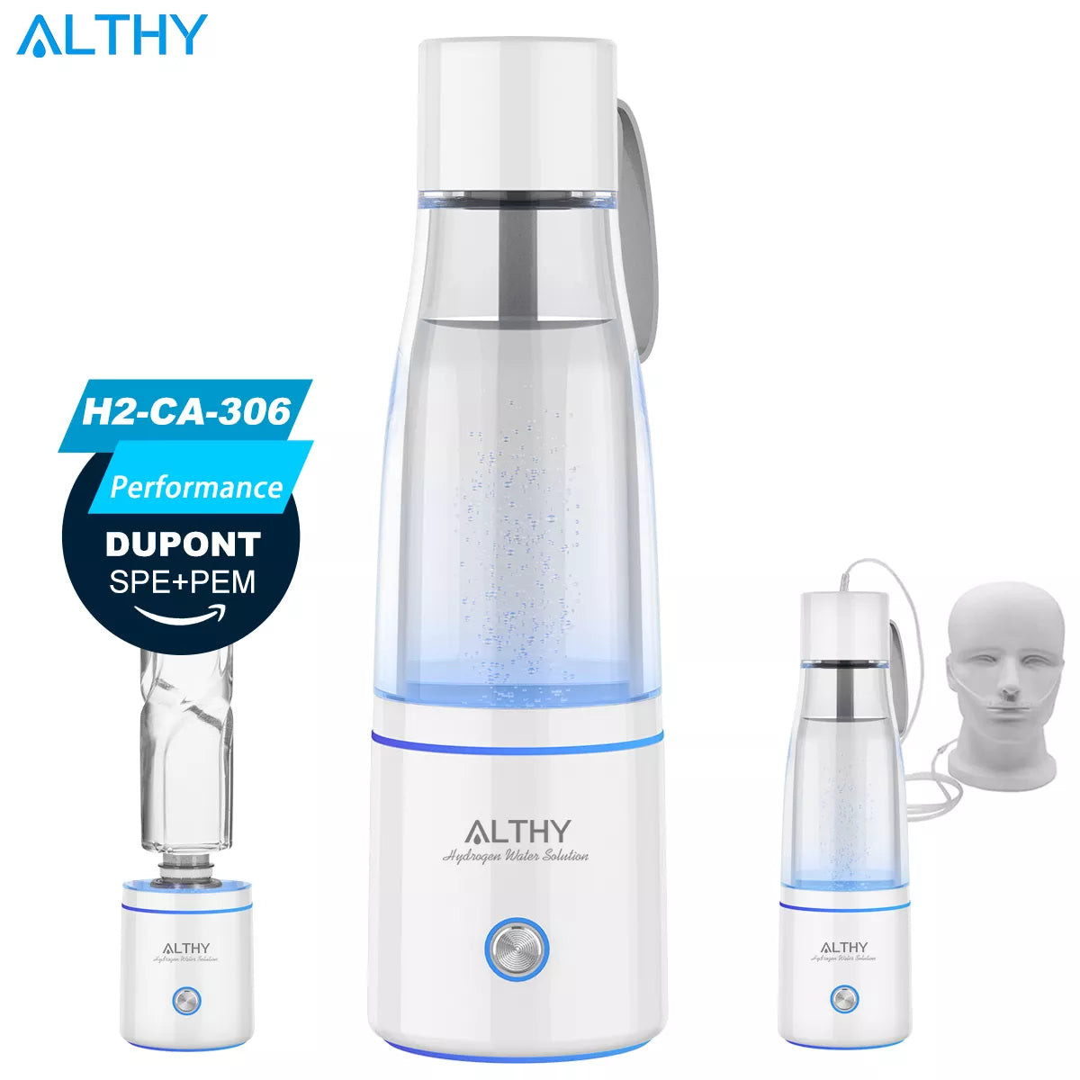 ALTHY Premium Molecular Hydrogen Water Generator Bottle DuPont SPE+PEM - Homevalley.co.uk