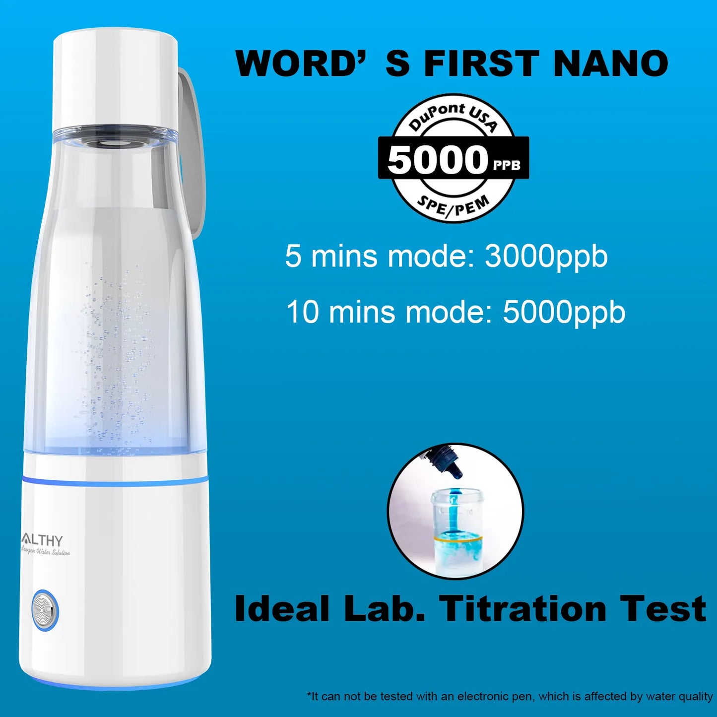 ALTHY Premium Molecular Hydrogen Water Generator Bottle DuPont SPE+PEM - Homevalley.co.uk