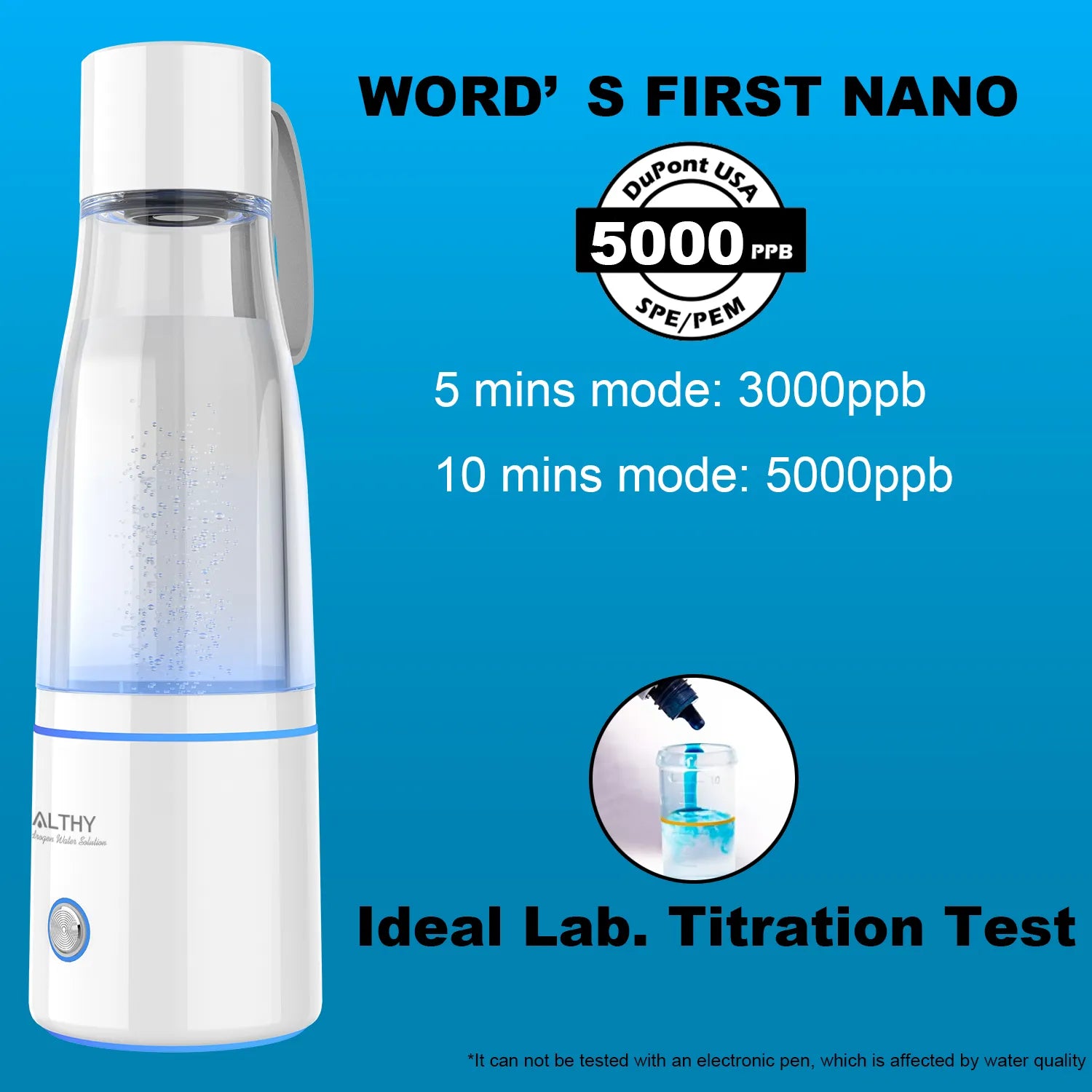 ALTHY Premium Molecular Hydrogen Water Generator Bottle DuPont SPE+PEM - Homevalley.co.uk