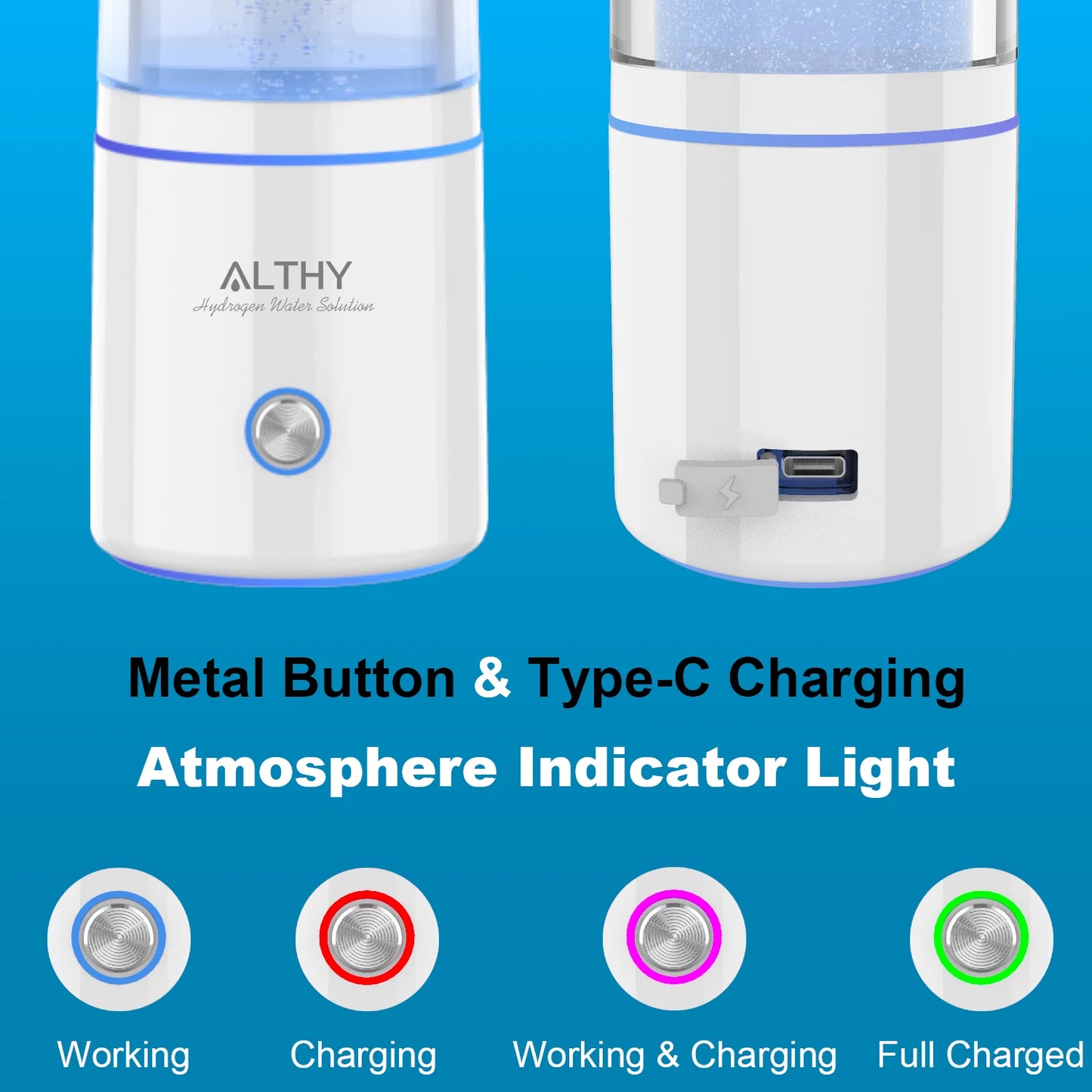 ALTHY Premium Molecular Hydrogen Water Generator Bottle DuPont SPE+PEM - Homevalley.co.uk