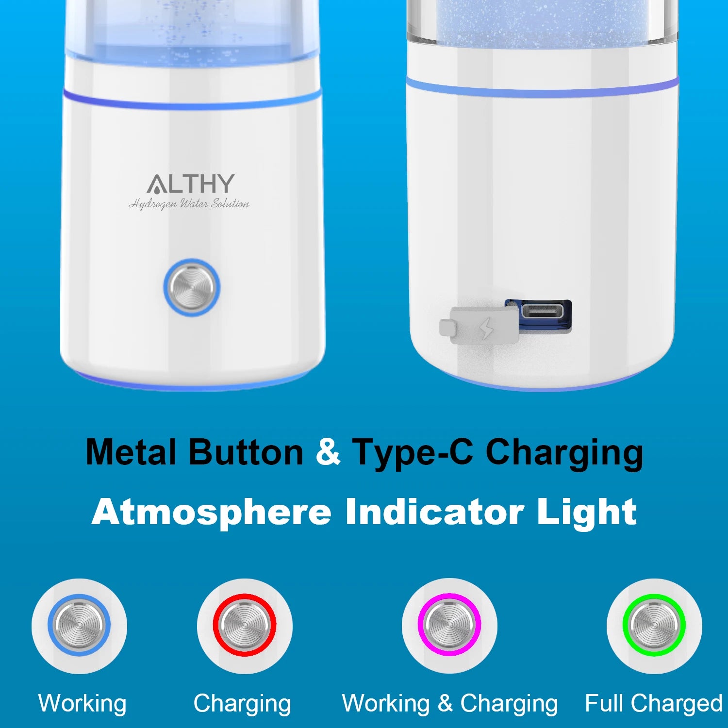 ALTHY Premium Molecular Hydrogen Water Generator Bottle DuPont SPE+PEM - Homevalley.co.uk