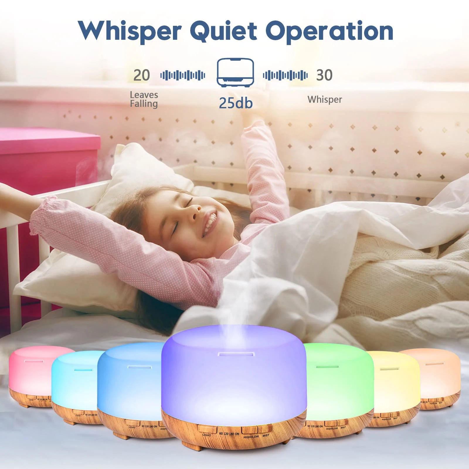 Aroma Diffuser Wood Grain Color, 5V 2A Essential Oil Aromatherapy Diffuser Humidifier with Remote Control 500ML - Homevalley.co.uk