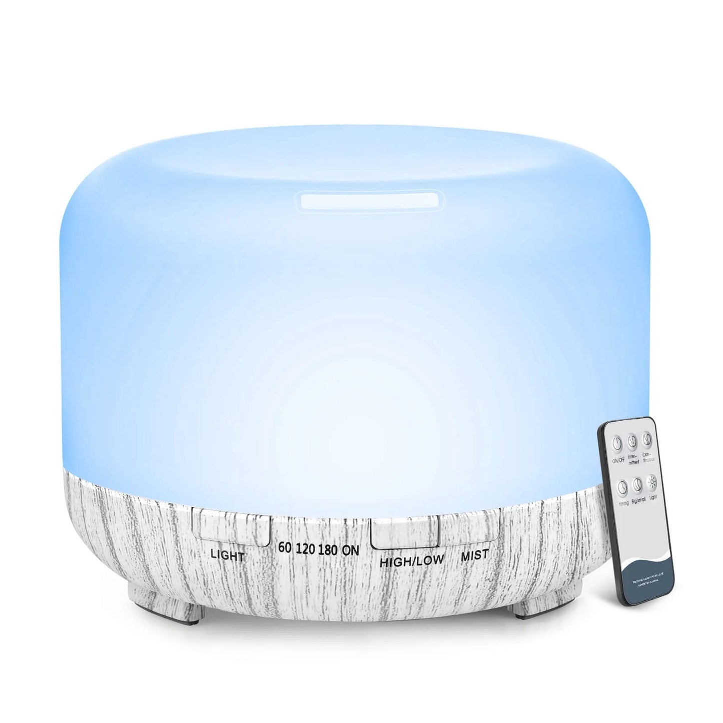 Aroma Diffuser Wood Grain Color, 5V 2A Essential Oil Aromatherapy Diffuser Humidifier with Remote Control 500ML - Homevalley.co.uk