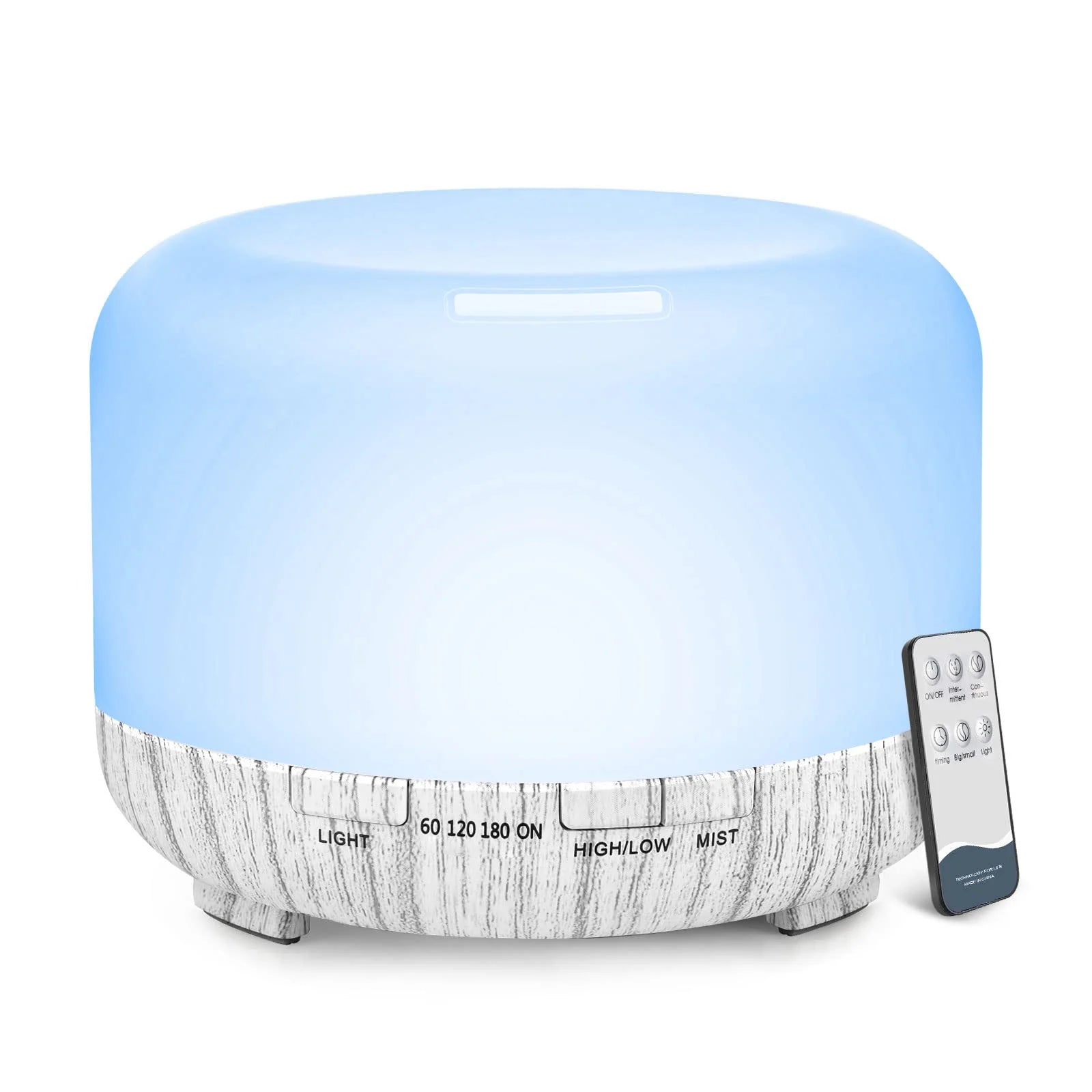 Aroma Diffuser Wood Grain Color, 5V 2A Essential Oil Aromatherapy Diffuser Humidifier with Remote Control 500ML - Homevalley.co.uk