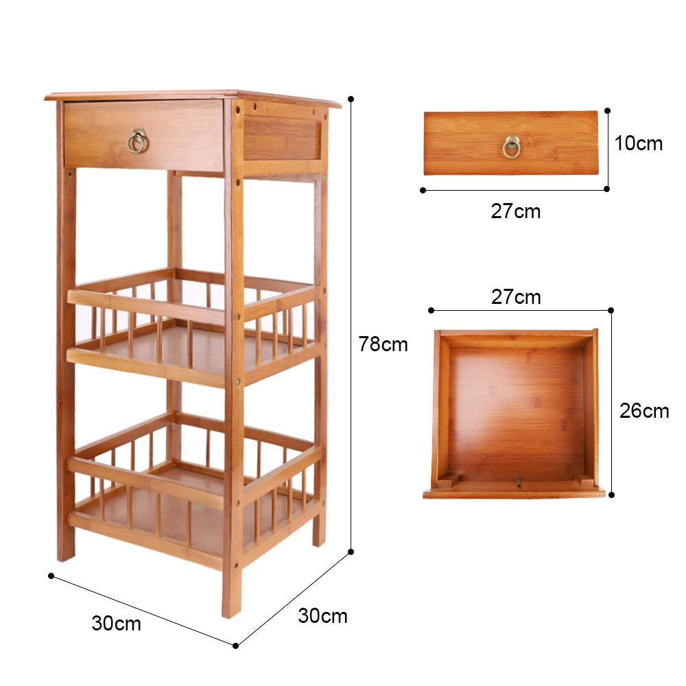 Bamboo 3-Tier Bedside Side End Table - Homevalley.co.uk