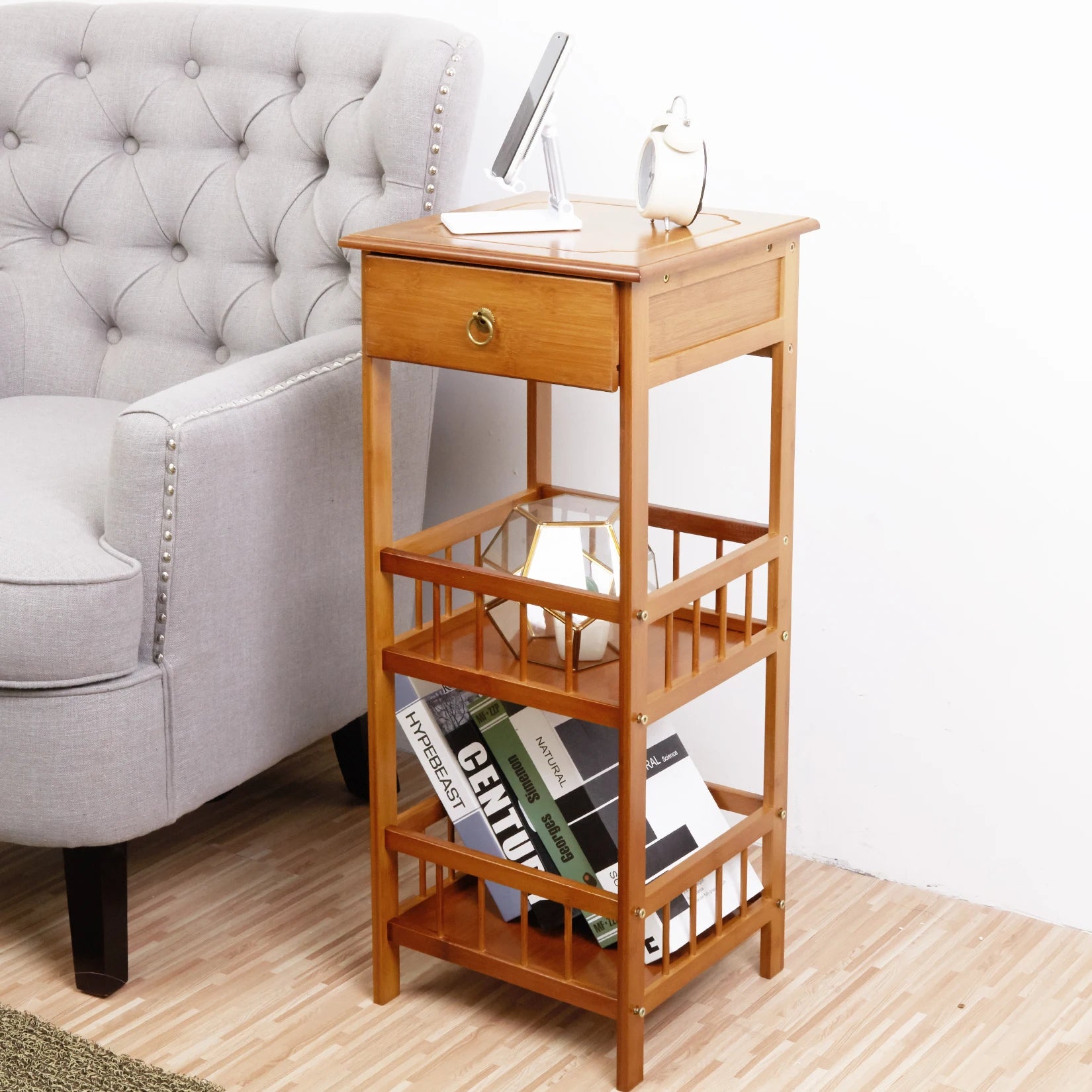 Bamboo 3-Tier Bedside Side End Table - Homevalley.co.uk