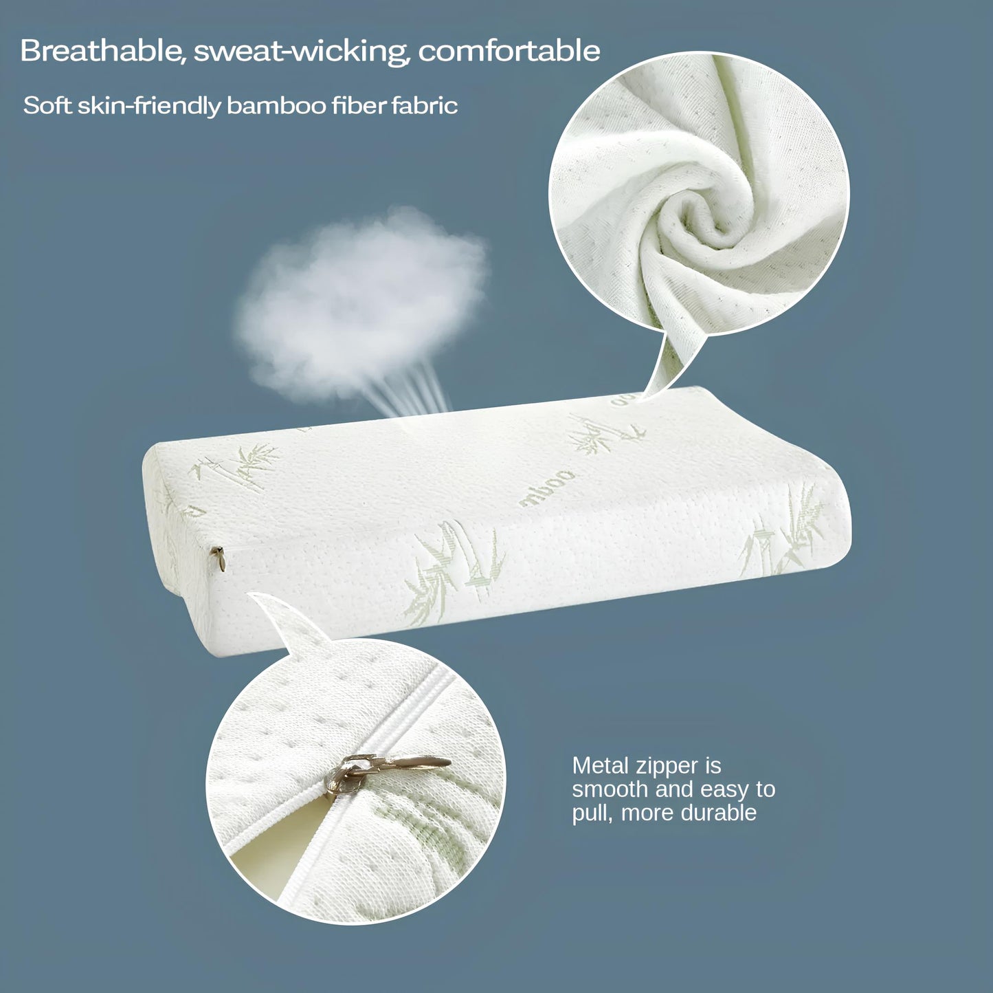 Bamboo Fiber Slow Rebound Memory Foam Orthopedic Pillow - Homevalley.co.uk