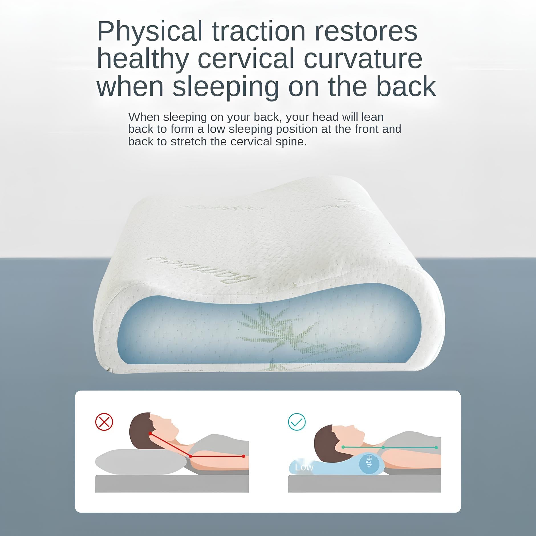 Bamboo Fiber Slow Rebound Memory Foam Orthopedic Pillow - Homevalley.co.uk