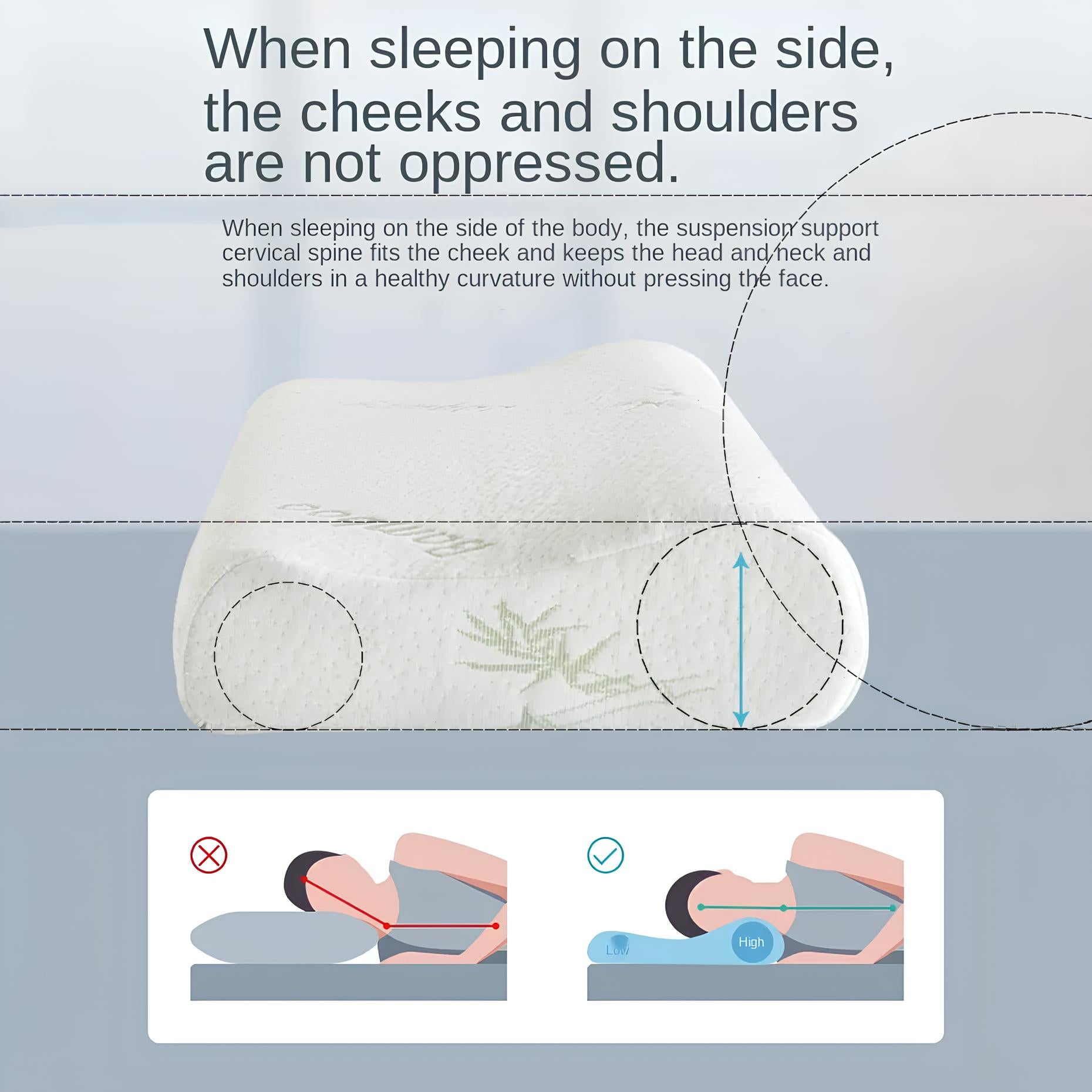 Bamboo Fiber Slow Rebound Memory Foam Orthopedic Pillow - Homevalley.co.uk