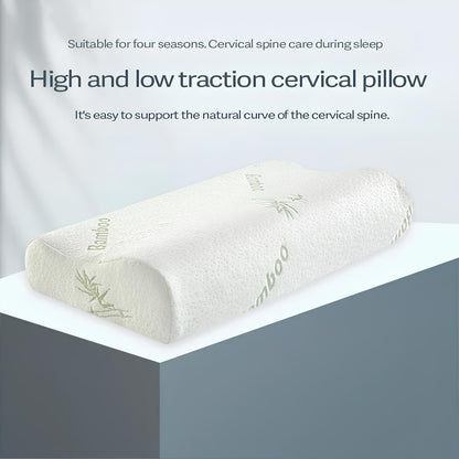 Bamboo Fiber Slow Rebound Memory Foam Orthopedic Pillow - Homevalley.co.uk