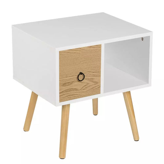 Bedside Table with Small Drawer Wooden Storage Compartment - Homevalley.co.uk