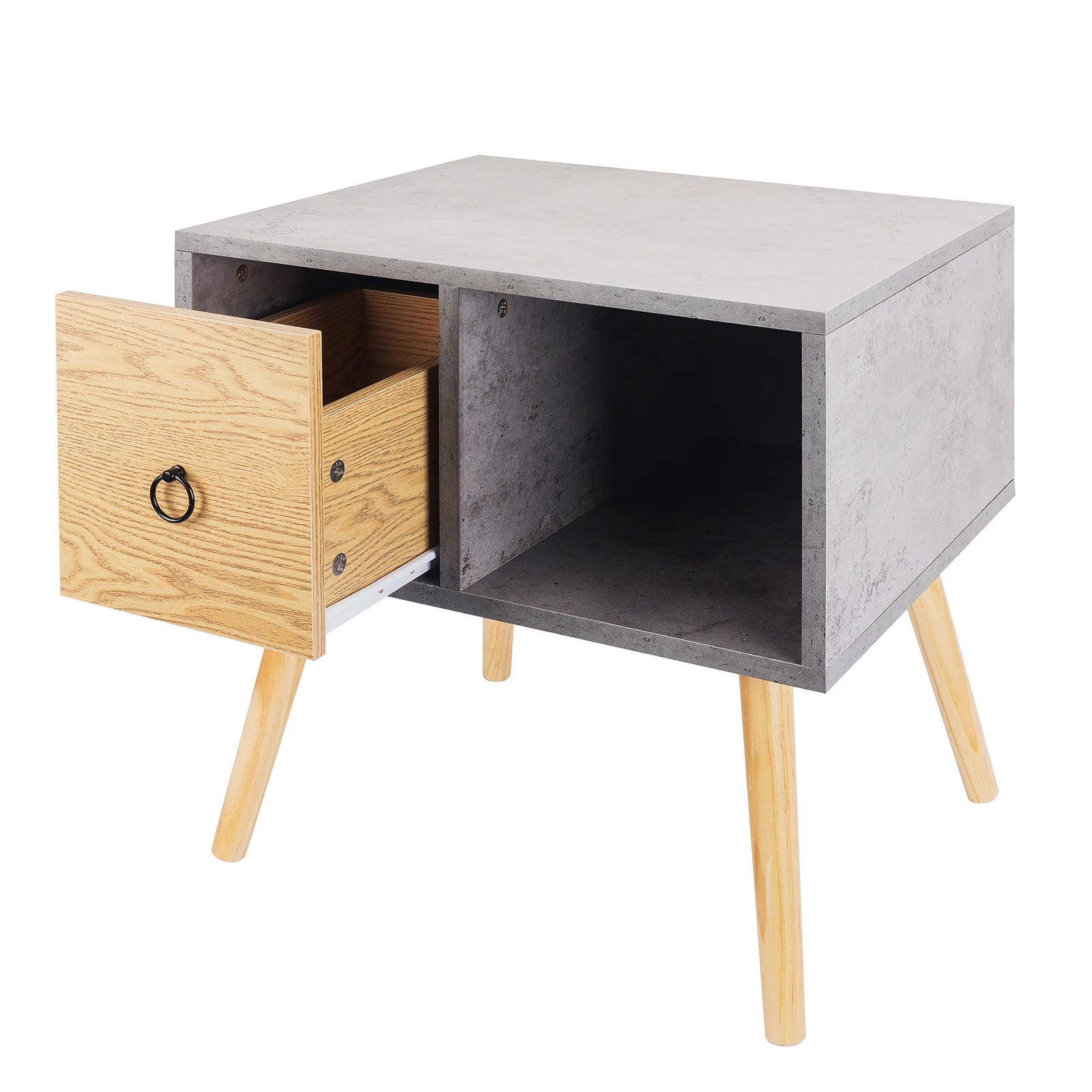 Bedside Table with Small Drawer Wooden Storage Compartment - Homevalley.co.uk