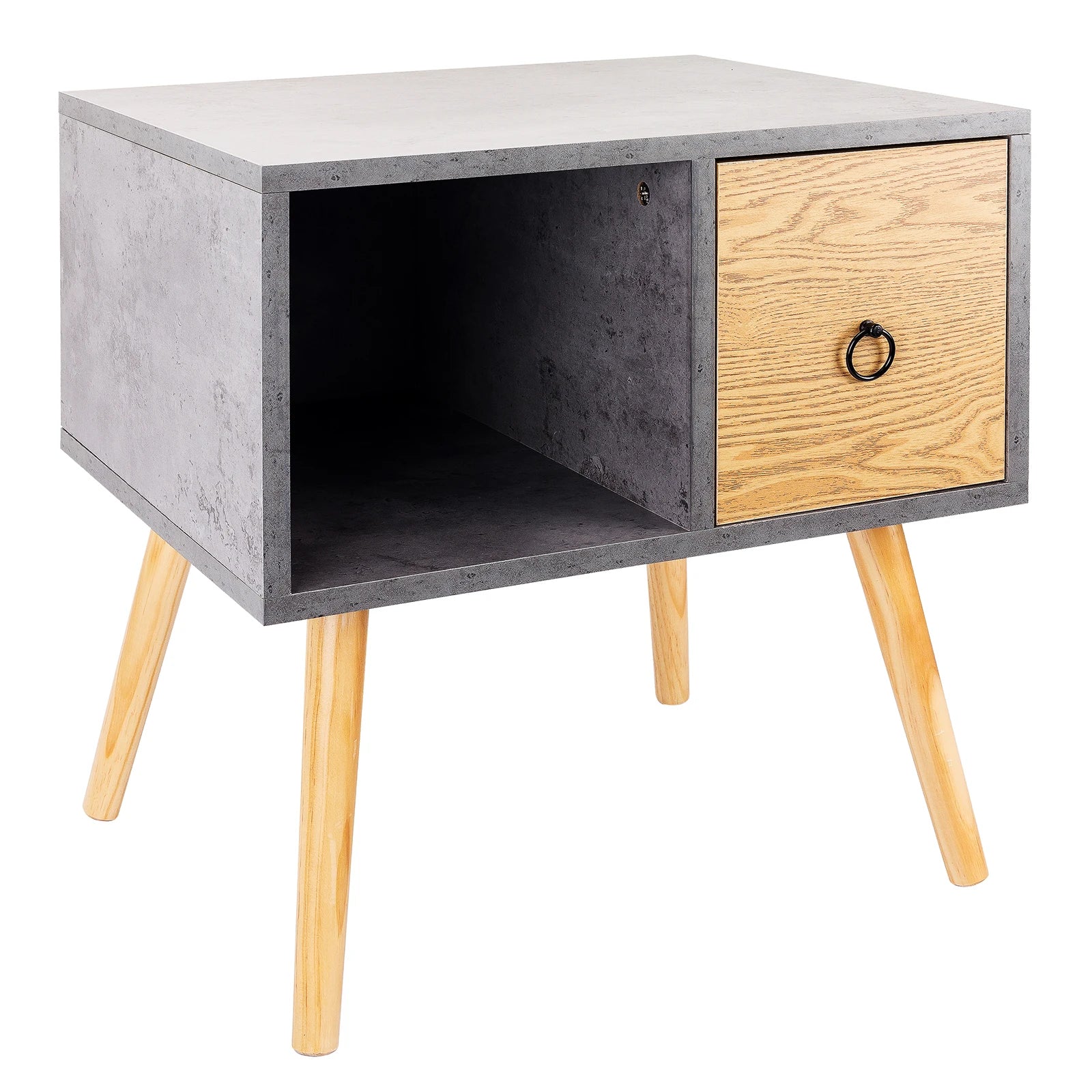Bedside Table with Small Drawer Wooden Storage Compartment - Homevalley.co.uk