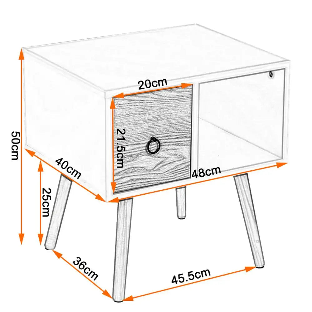 Bedside Table with Small Drawer Wooden Storage Compartment - Homevalley.co.uk