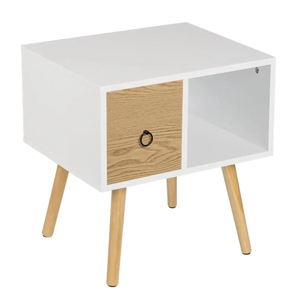 Bedside Table with Small Drawer Wooden Storage Compartment - Homevalley.co.uk