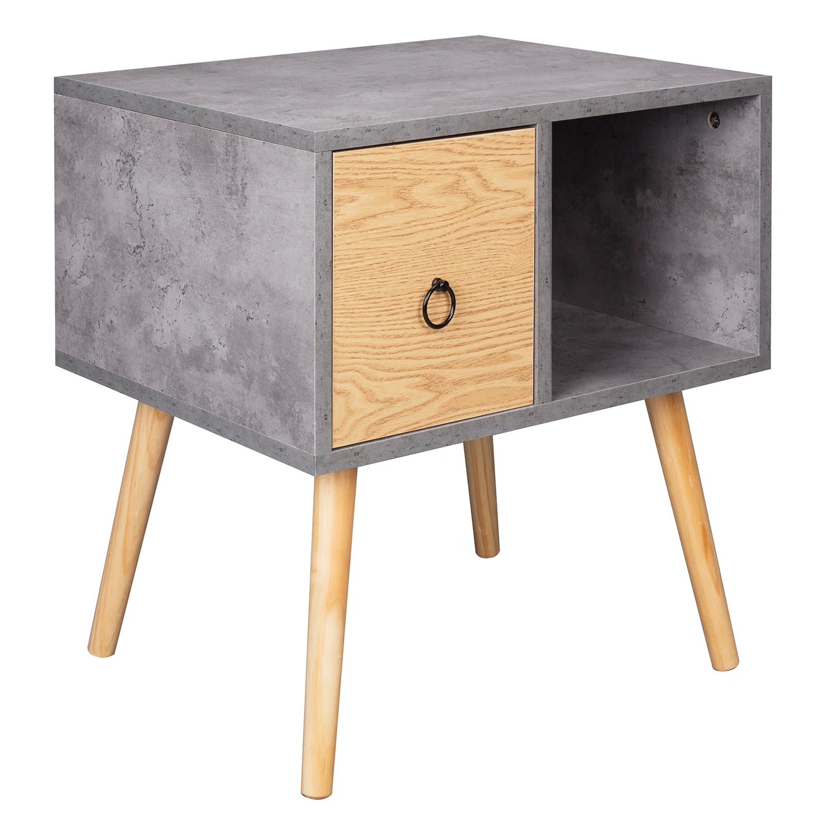 Bedside Table with Small Drawer Wooden Storage Compartment - Homevalley.co.uk