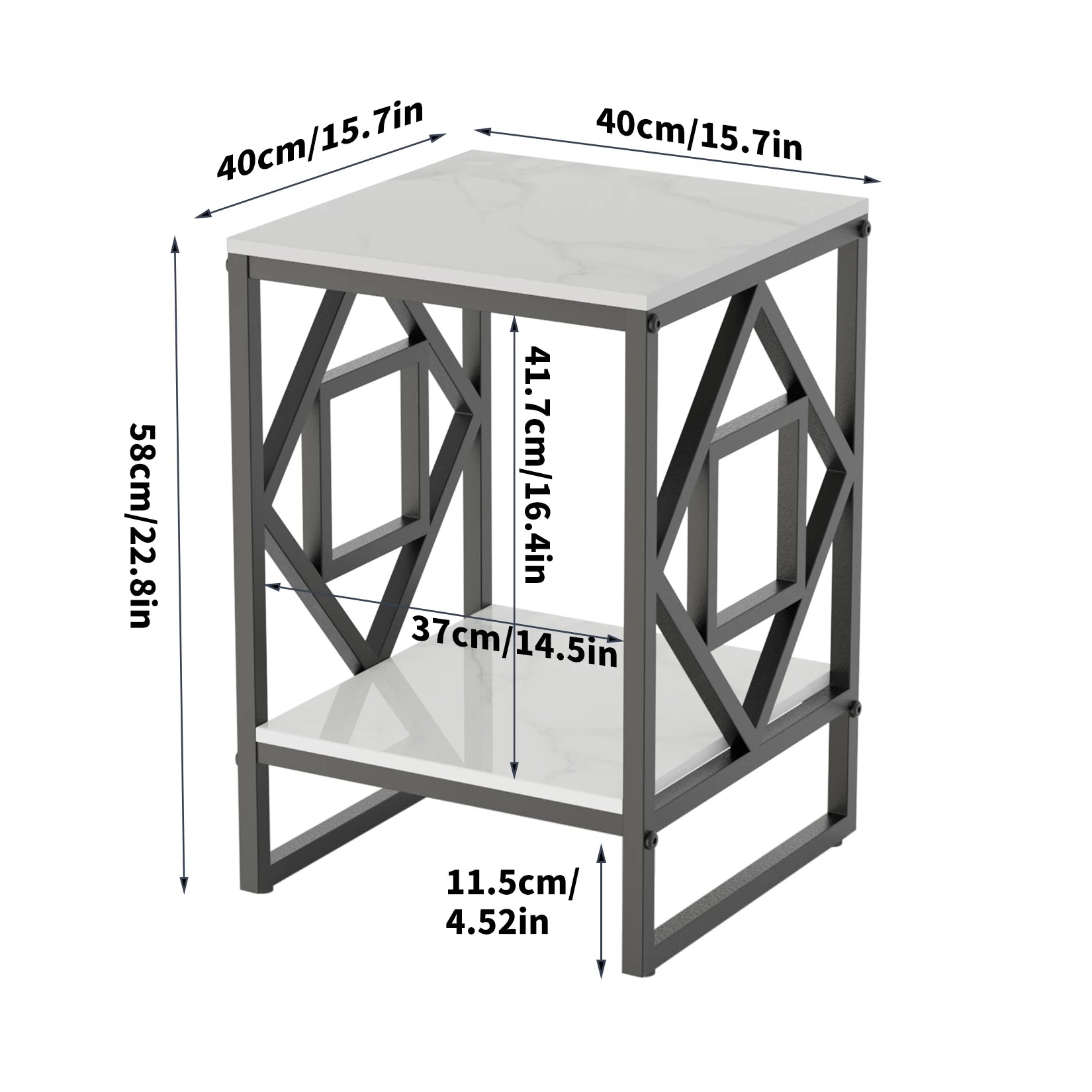 Black Frame White Marble Top Side End Bedside Table Nightstand - Homevalley.co.uk