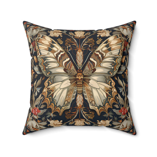 Butterfly Design Square Pillow, Butterflies and Flowers, insert included - Homevalley.co.uk
