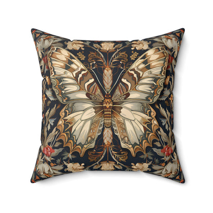 Butterfly Design Square Pillow, Butterflies and Flowers, insert included - Homevalley.co.uk