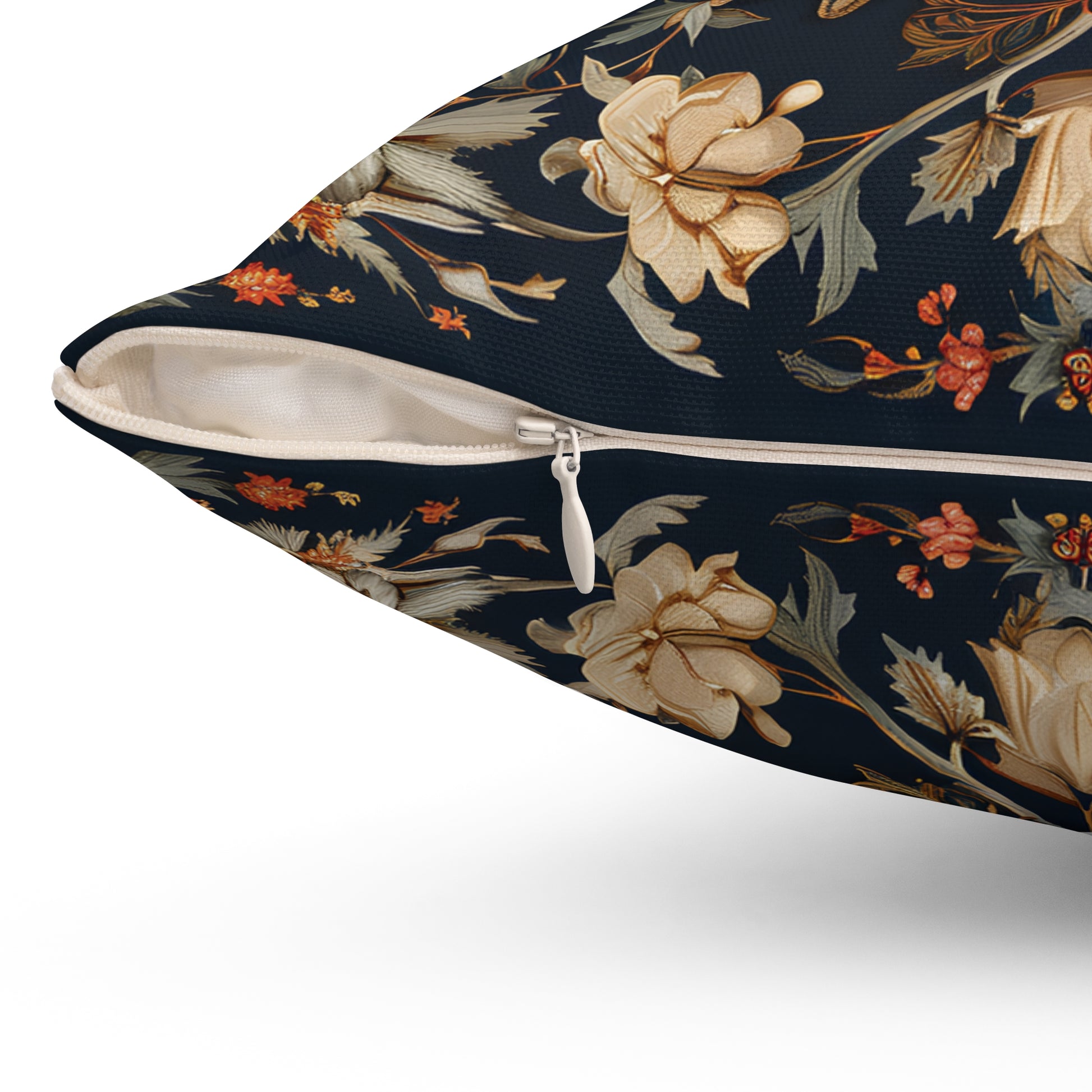 Butterfly Design Square Pillow, Butterflies and Flowers, insert included - Homevalley.co.uk