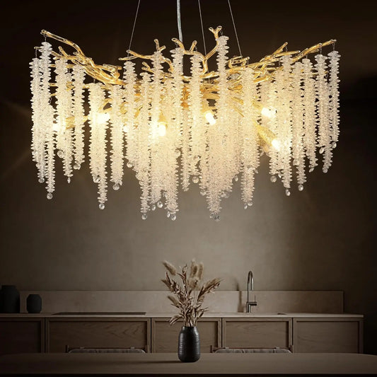 Crystal Chandelier Raindrop Hanging Pendant Lighting Fixture - Homevalley.co.uk