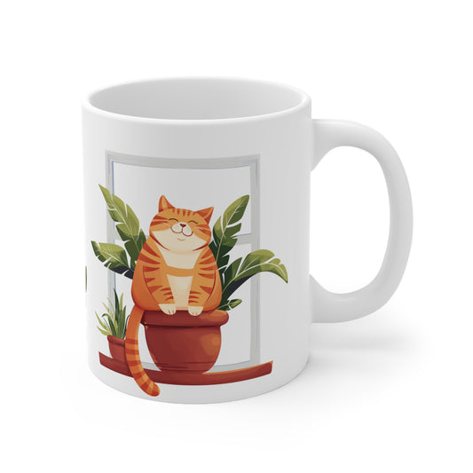 Cat in the Plant Pot Ceramic Coffee Mug, Best Funny Mug Gift For Friends | Cute Birthday Coffee Mug |Ceramic Coffee Cups, 11oz,15oz - Homevalley.co.uk