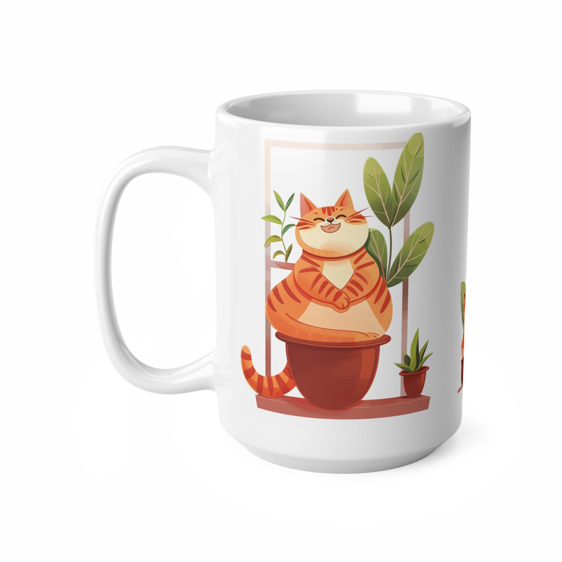 Cat in the Plant Pot Ceramic Coffee Mug, Best Funny Mug Gift For Friends | Cute Birthday Coffee Mug |Ceramic Coffee Cups, 11oz,15oz - Homevalley.co.uk