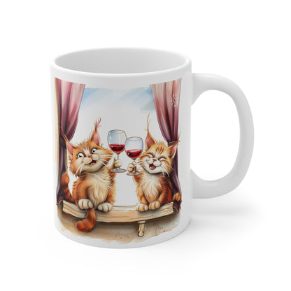 Cats Drinking Wine Coffee Mug, Funny Cats Tea Mug for Wine Drinkers, Birthday Gift, Gift for Her, Mother's Day, Gift Idea, 11oz - Homevalley.co.uk