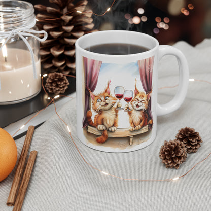 Cats Drinking Wine Coffee Mug, Funny Cats Tea Mug for Wine Drinkers, Birthday Gift, Gift for Her, Mother's Day, Gift Idea, 11oz - Homevalley.co.uk