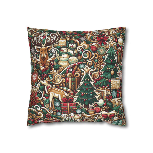 Christmas Square Pillowcase, Holiday Cushion Cover, Festive Throw Pillow, Xmas Decor, Home Decor Gift - Homevalley.co.uk