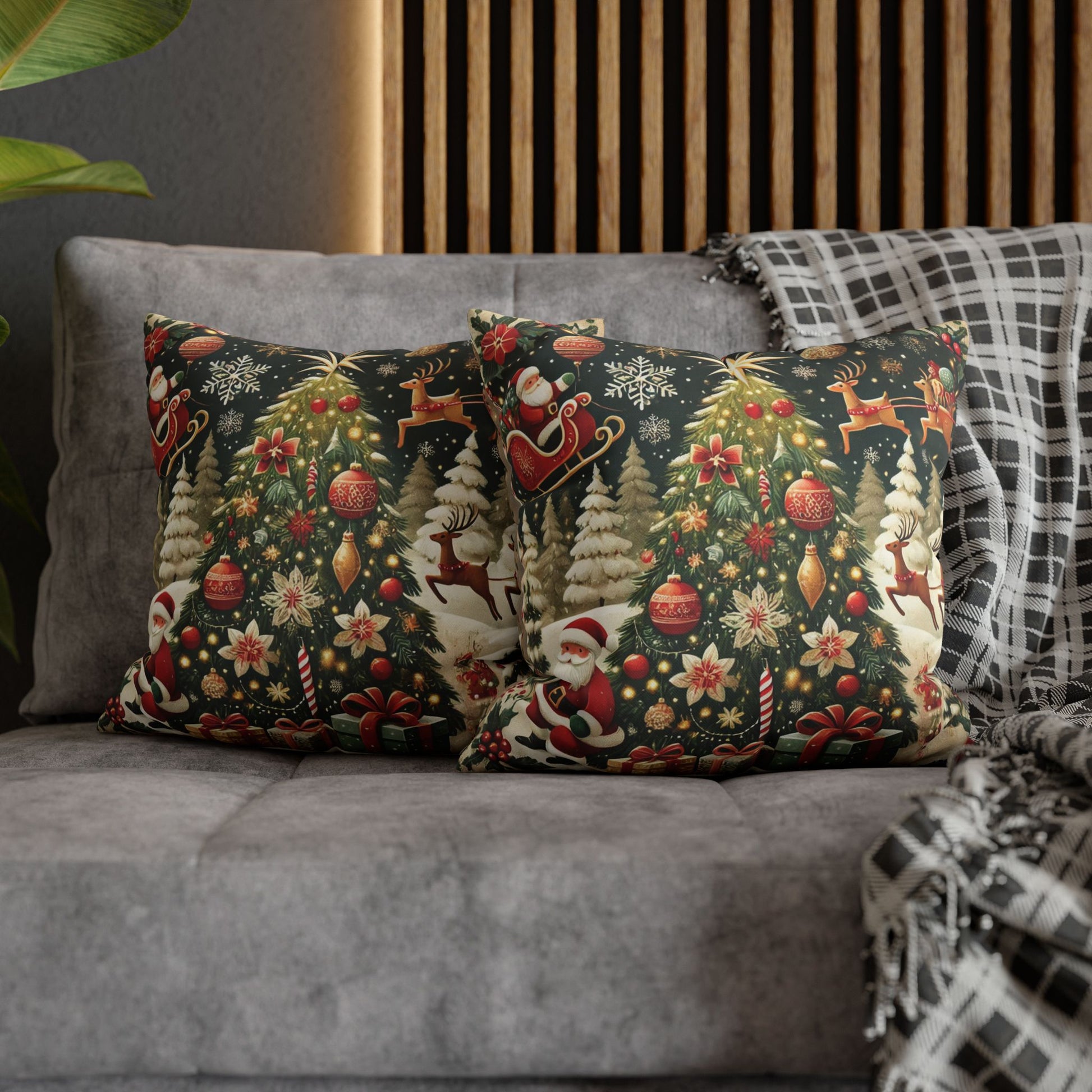 Christmas Square Pillowcase, Holiday Cushion Cover, Festive Throw Pillow, Xmas Decor, Home Decor Gift - Homevalley.co.uk
