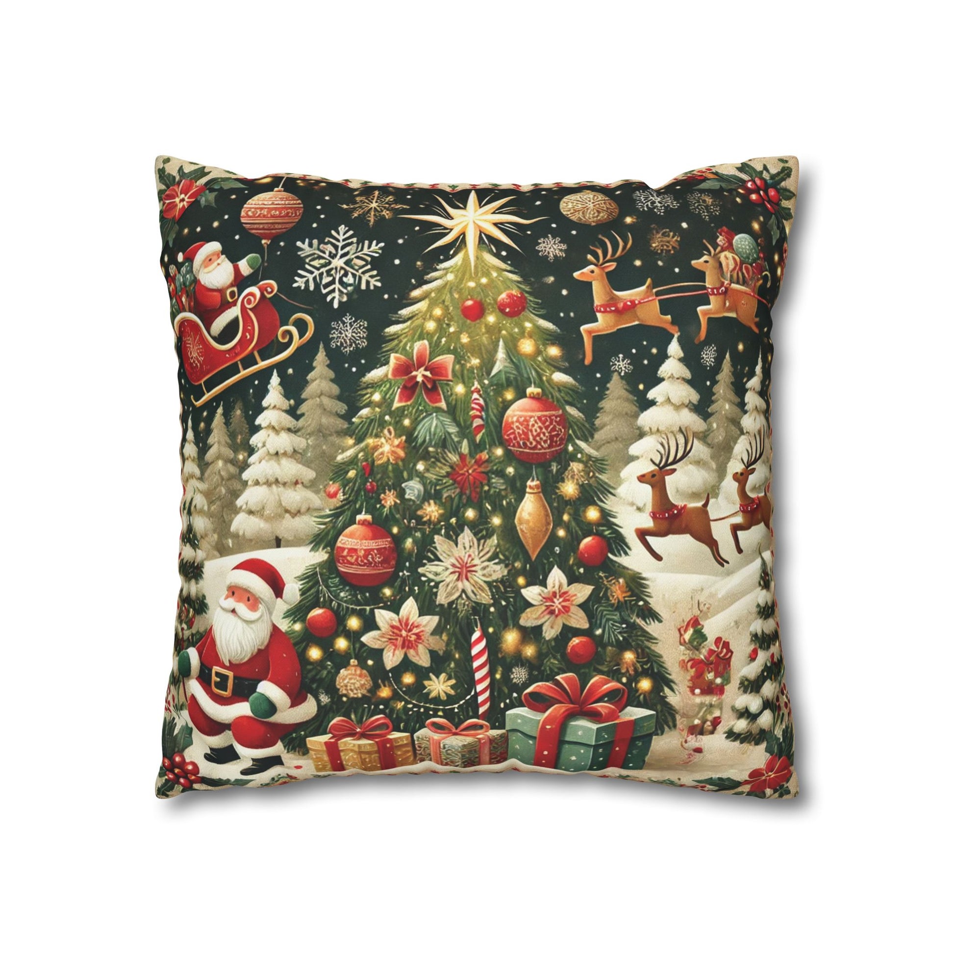Christmas Square Pillowcase, Holiday Cushion Cover, Festive Throw Pillow, Xmas Decor, Home Decor Gift - Homevalley.co.uk