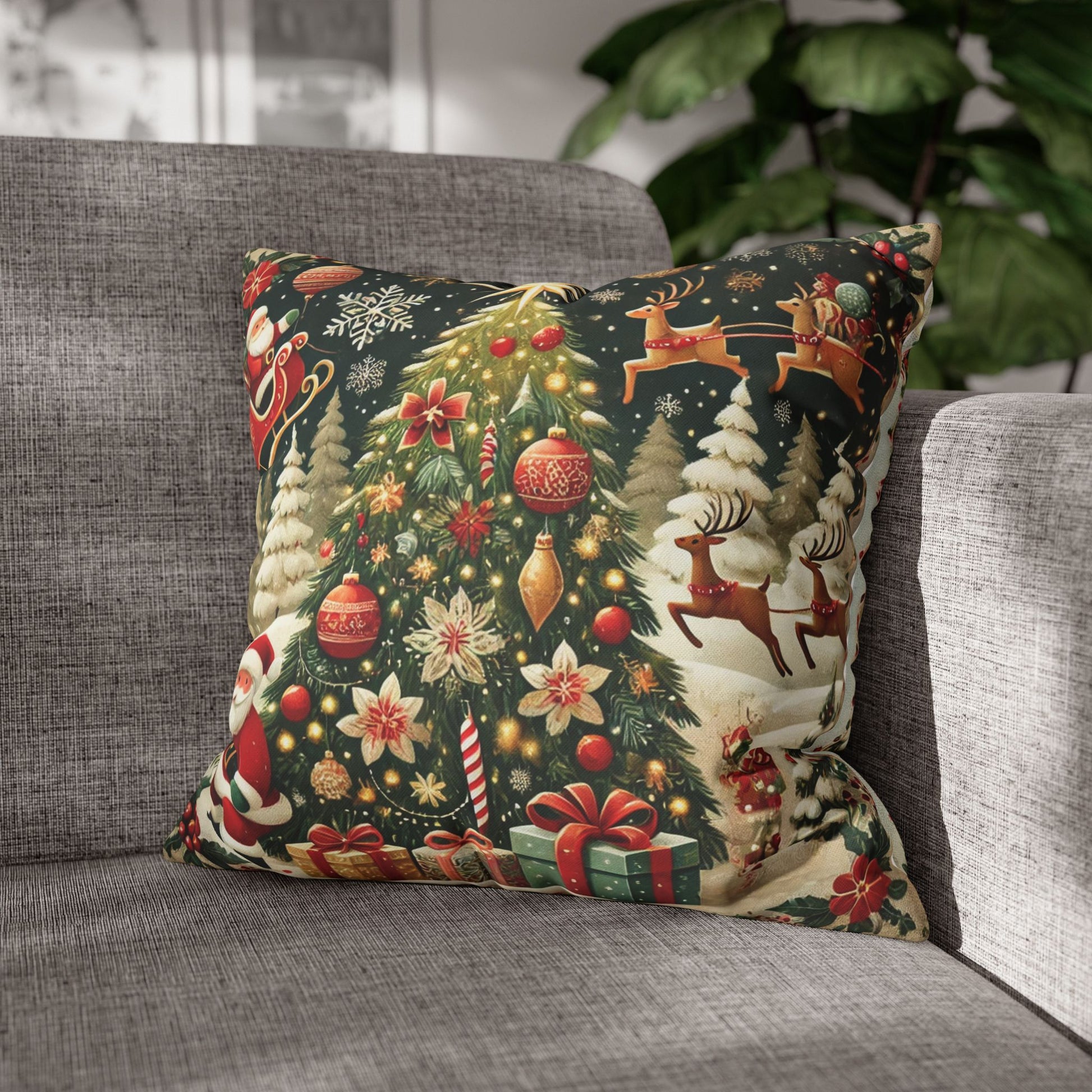 Christmas Square Pillowcase, Holiday Cushion Cover, Festive Throw Pillow, Xmas Decor, Home Decor Gift - Homevalley.co.uk