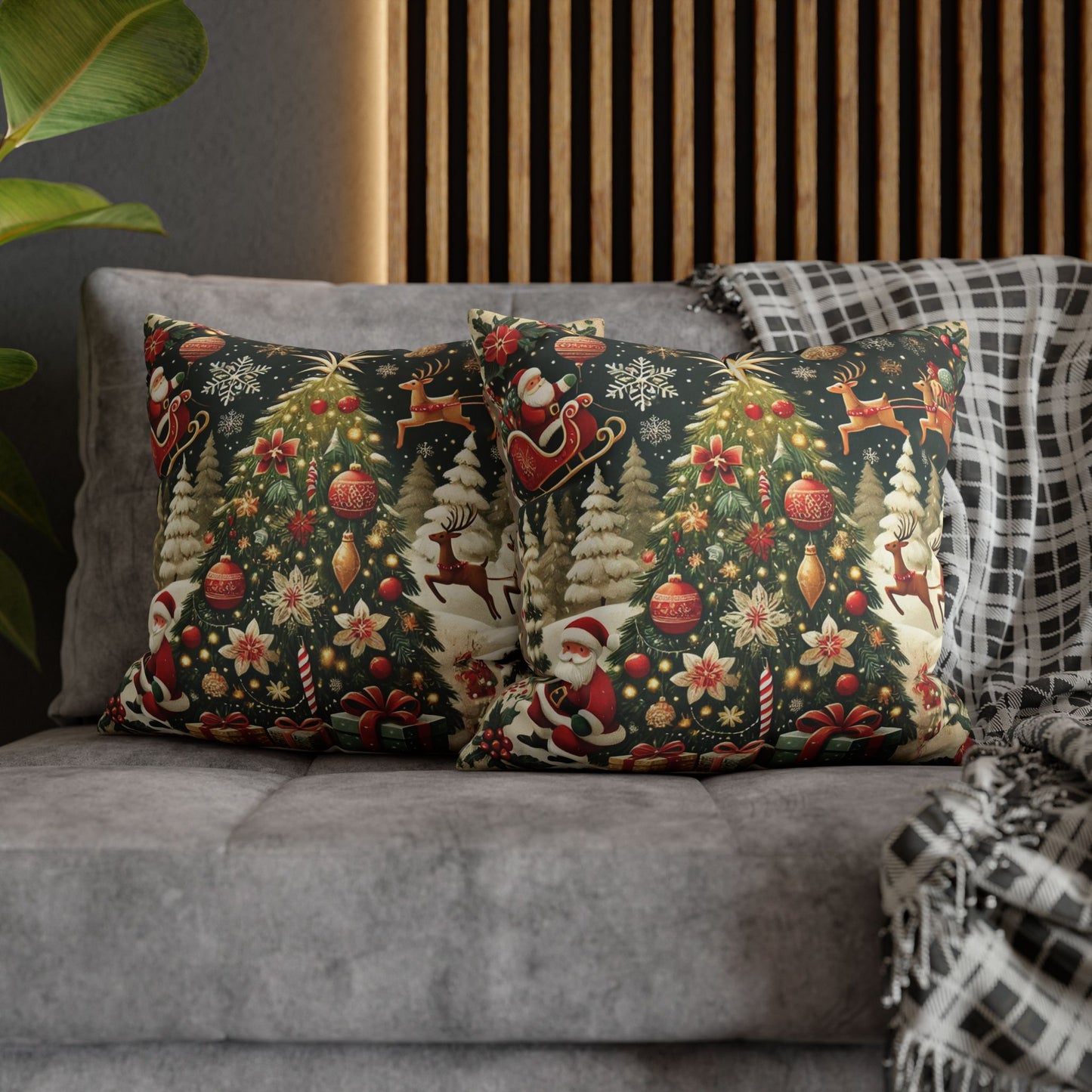 Christmas Square Pillowcase, Holiday Cushion Cover, Festive Throw Pillow, Xmas Decor, Home Decor Gift - Homevalley.co.uk