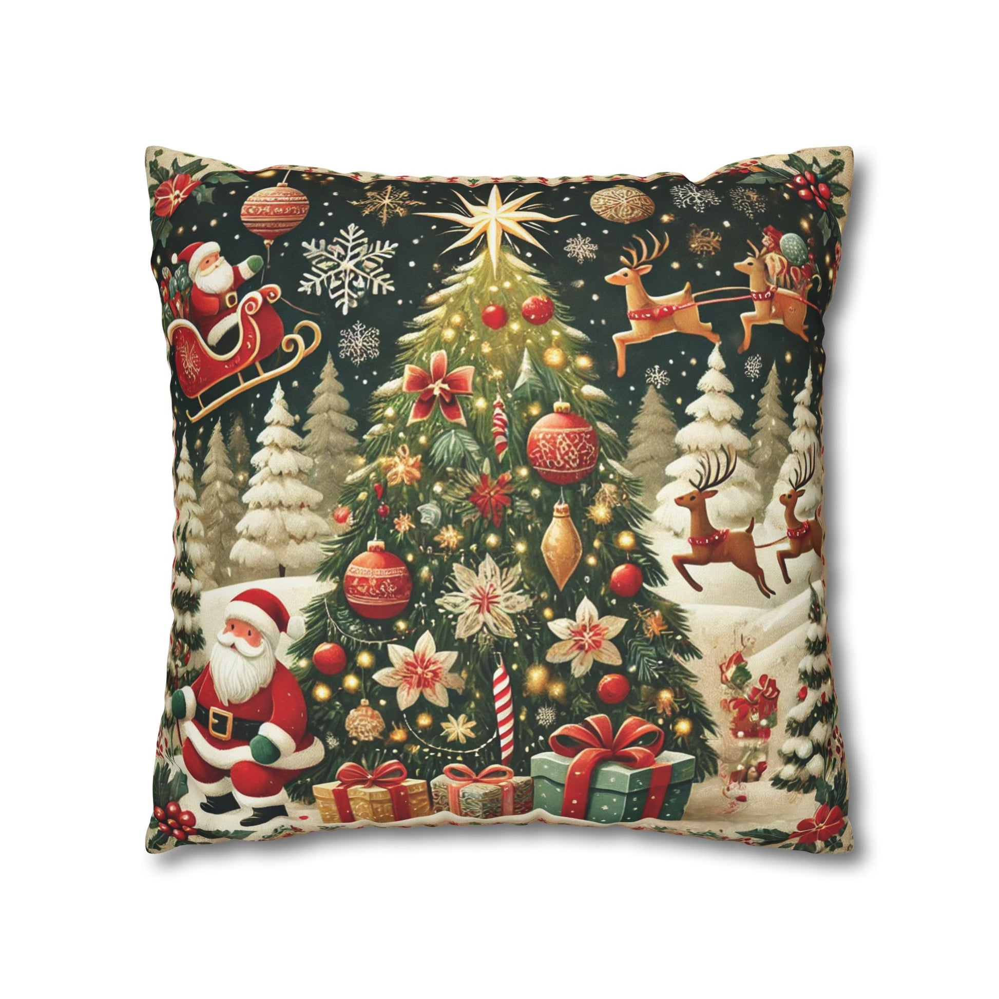 Christmas Square Pillowcase, Holiday Cushion Cover, Festive Throw Pillow, Xmas Decor, Home Decor Gift - Homevalley.co.uk
