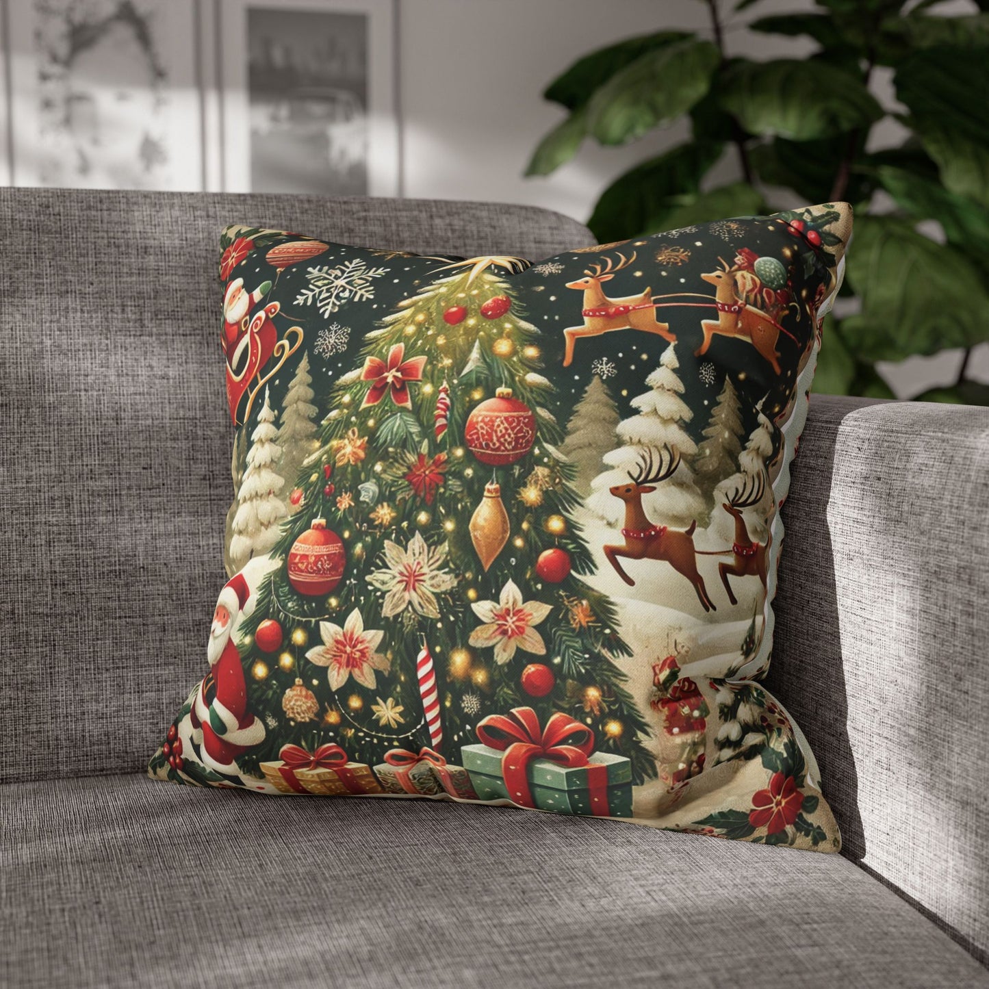 Christmas Square Pillowcase, Holiday Cushion Cover, Festive Throw Pillow, Xmas Decor, Home Decor Gift - Homevalley.co.uk