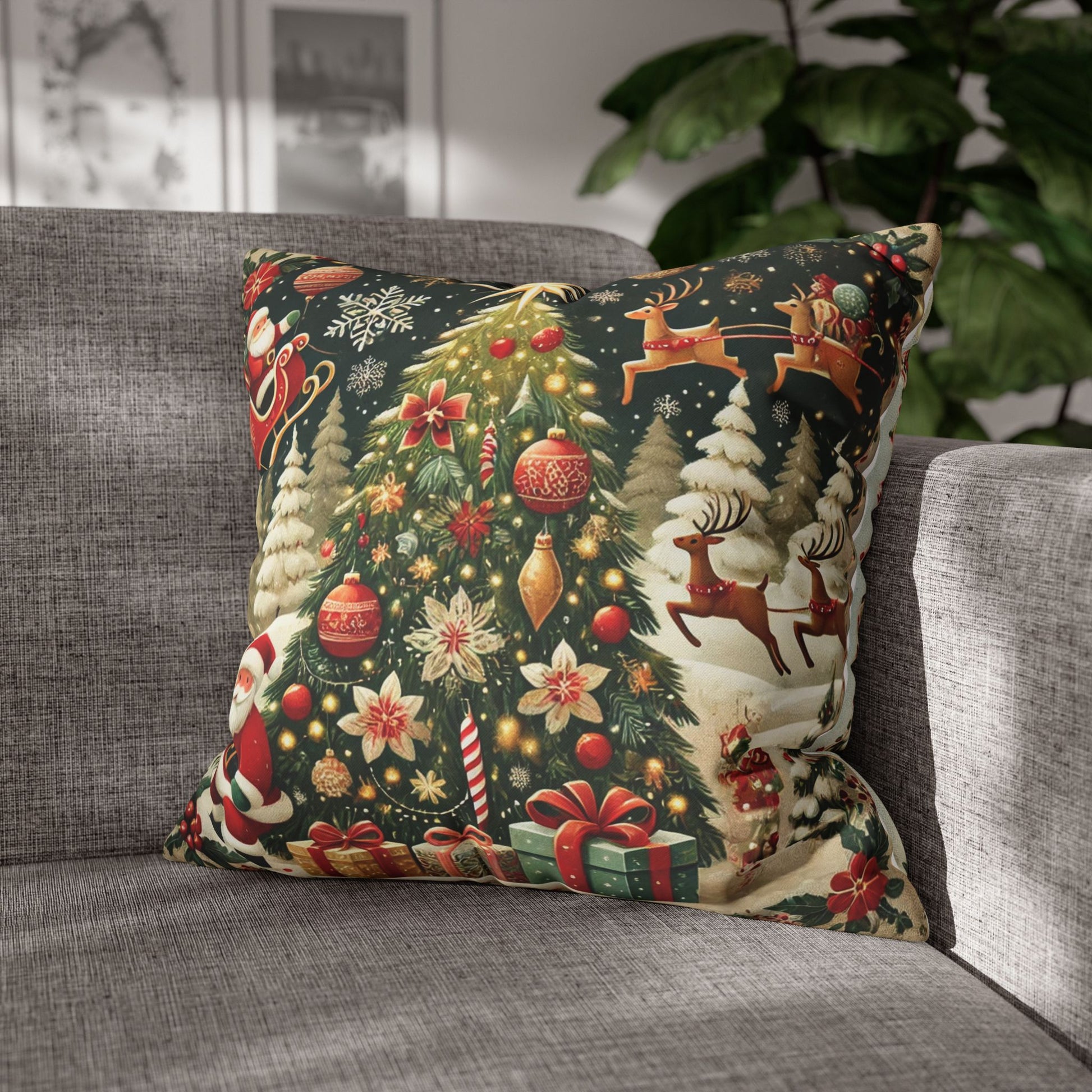 Christmas Square Pillowcase, Holiday Cushion Cover, Festive Throw Pillow, Xmas Decor, Home Decor Gift - Homevalley.co.uk