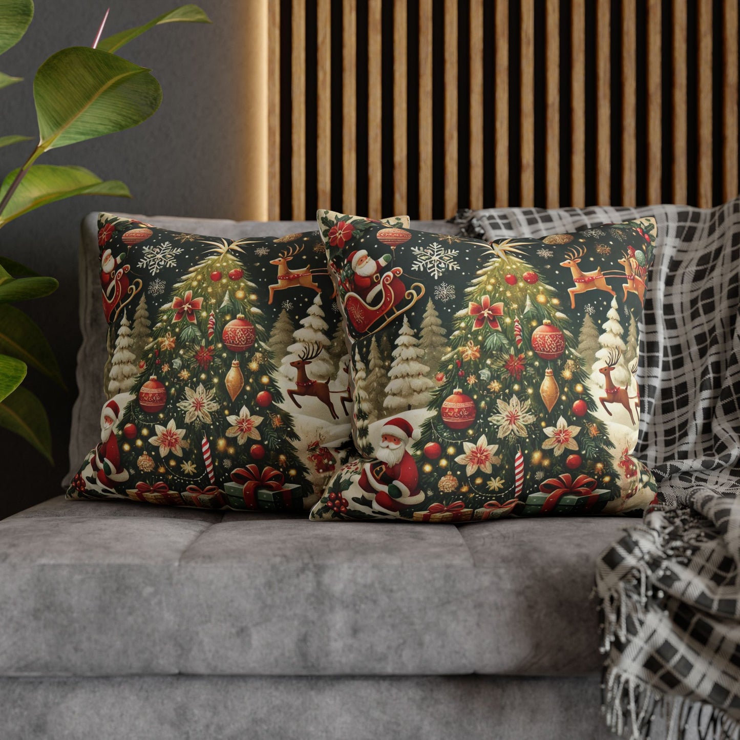 Christmas Square Pillowcase, Holiday Cushion Cover, Festive Throw Pillow, Xmas Decor, Home Decor Gift - Homevalley.co.uk