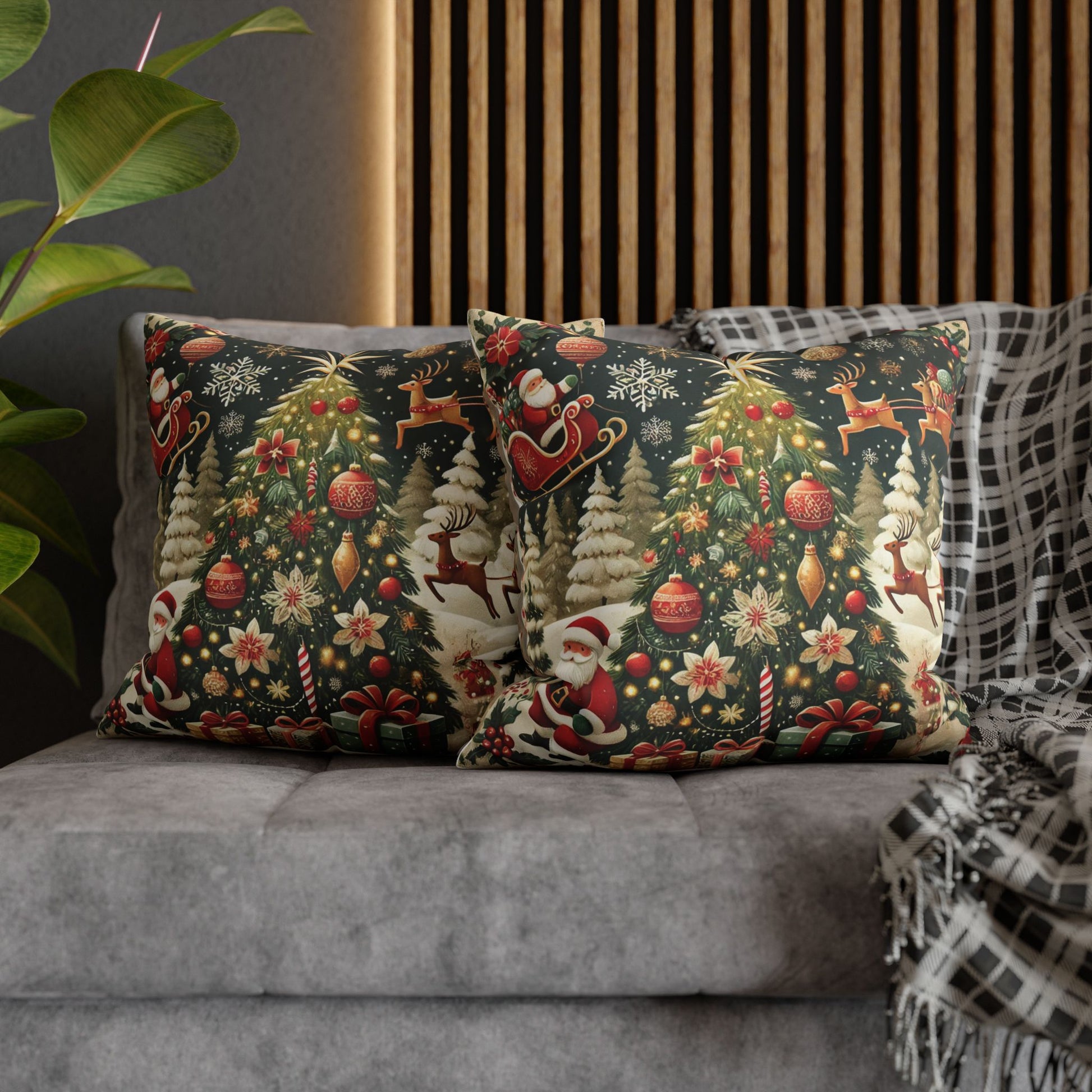 Christmas Square Pillowcase, Holiday Cushion Cover, Festive Throw Pillow, Xmas Decor, Home Decor Gift - Homevalley.co.uk