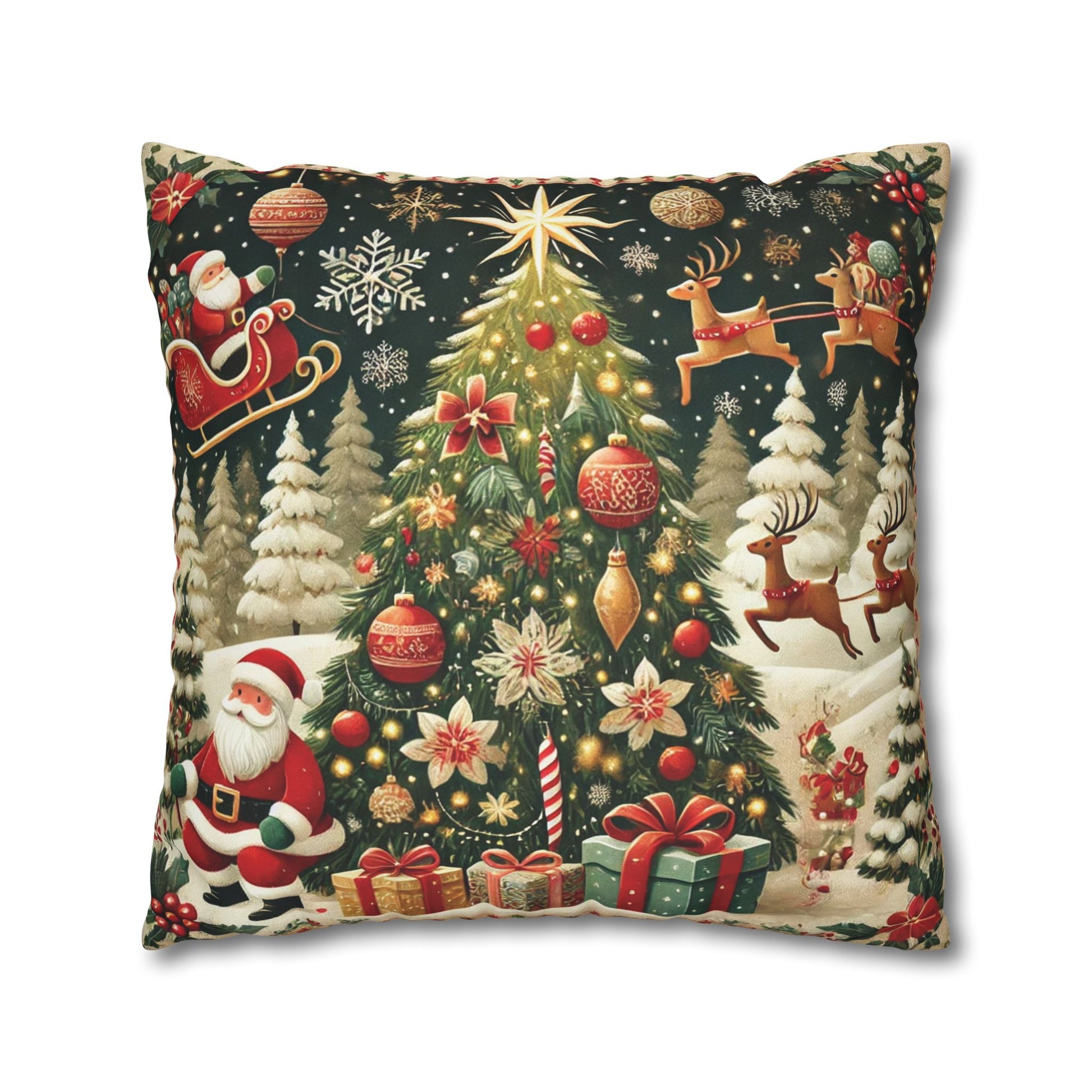 Christmas Square Pillowcase, Holiday Cushion Cover, Festive Throw Pillow, Xmas Decor, Home Decor Gift - Homevalley.co.uk