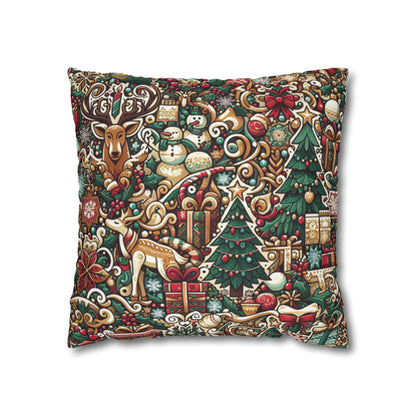 Christmas Square Pillowcase, Holiday Cushion Cover, Festive Throw Pillow, Xmas Decor, Home Decor Gift - Homevalley.co.uk